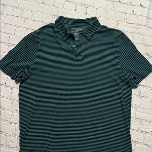 Mack Weldon 100% Pima Cotton Teal and Navy Embroidered Striped Polo